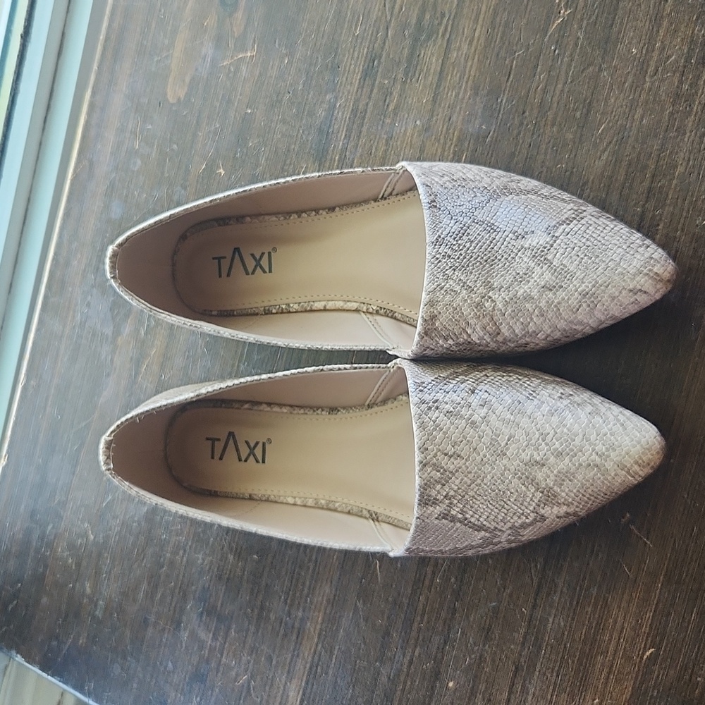 Faux snake skin flats